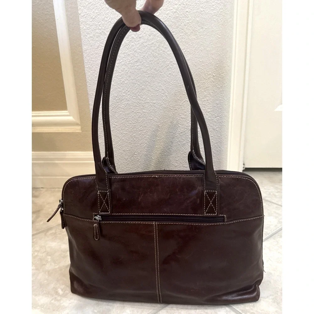Giani Bernini Business Tote Laptop Shoulder Bag Purse Distressed faux Leather